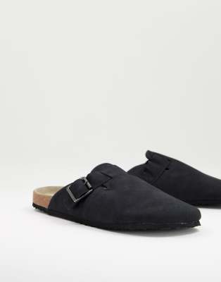 ASOS DESIGN mule sandals in black faux suede
