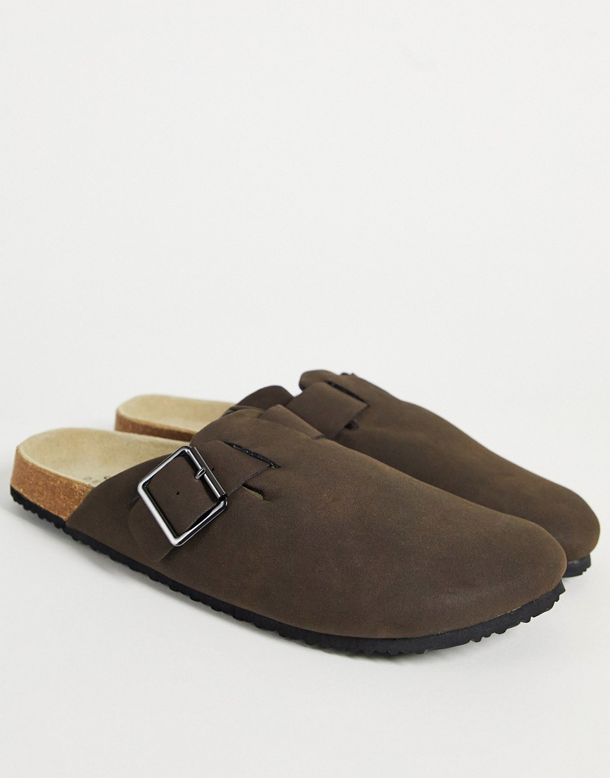 ASOS DESIGN mule sandals in brown faux suede