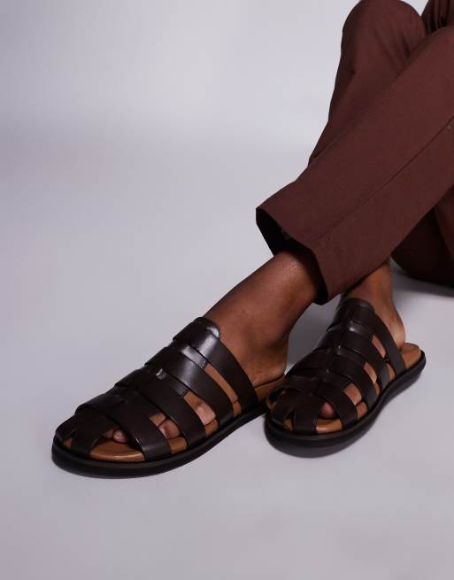 ASOS DESIGN mule sandals in brown leather, 2 of 4