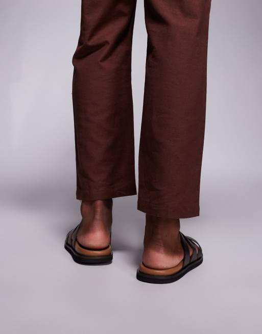 ASOS DESIGN mule sandals in brown leather, 3 of 4