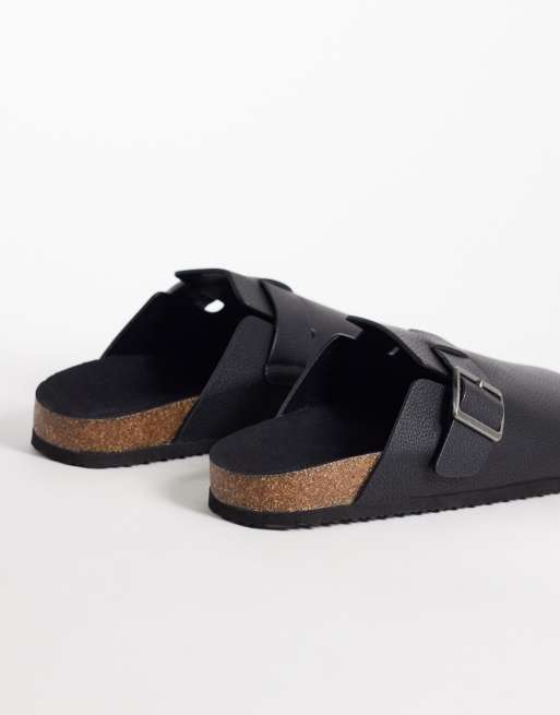 ASOS DESIGN mule sandals with cork sole in black, 4 of 4