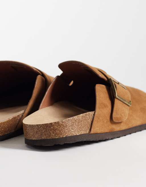 ASOS DESIGN mule sandals with cork sole tan bonded suede, 4 of 4