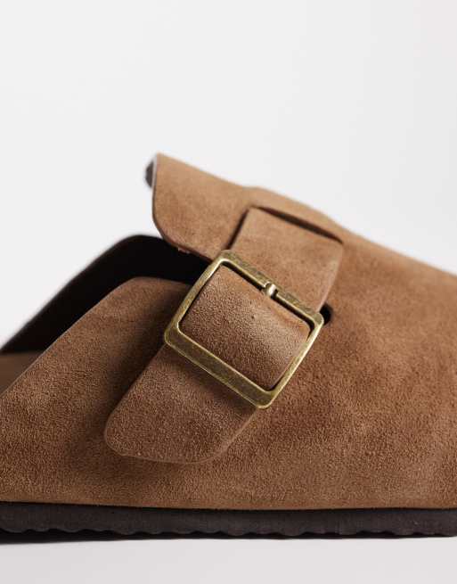 ASOS DESIGN mule sandals with cork soles in mole bonded suede, 4 of 4