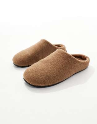Asos Design Mule Slippers In Brown