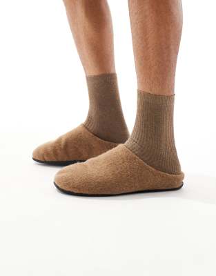 Asos Design Mule Slippers In Brown