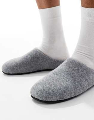 Asos Design Mule Slippers In Gray