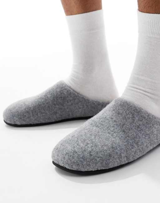ASOS DESIGN mule slippers in gray heather