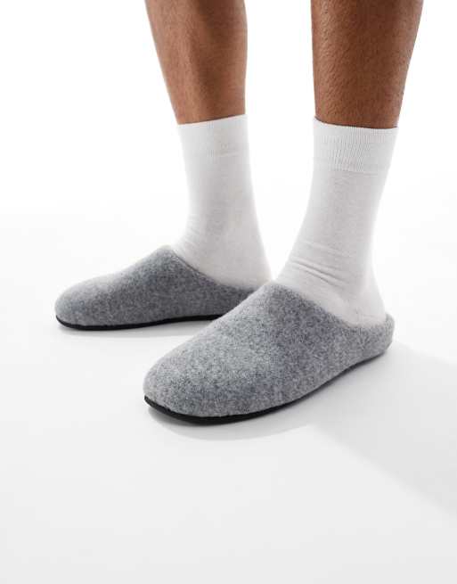 ASOS DESIGN mule slippers in gray heather