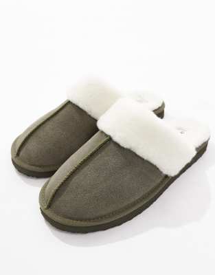 Asos Design Mule Slippers In Gray