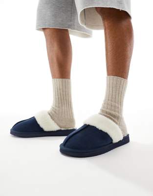 Asos Design Mule Slippers In Blue