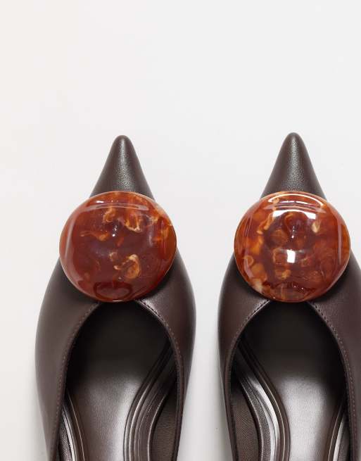 ASOS DESIGN - Mules à talon mi-haut et détail tourbillon - Chocolat, 2 de 4