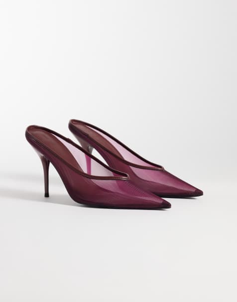 ASOS DESIGN Mules de malla Prism de tacón alto de aguja en ciruela - view 1