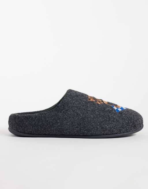 ASOS DESIGN Mules in Anthrazitgrau aus Filz mit grafischem Design, 2 von 4