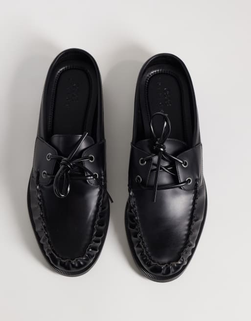 ASOS DESIGN mules med snørelukning og rynkedetalje i sort, 2 af 4