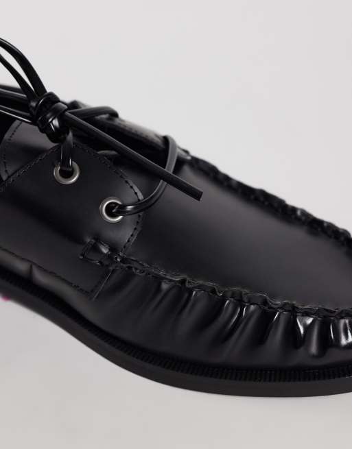 ASOS DESIGN mules met veters en gerimpelde details in zwart, 3 van 4