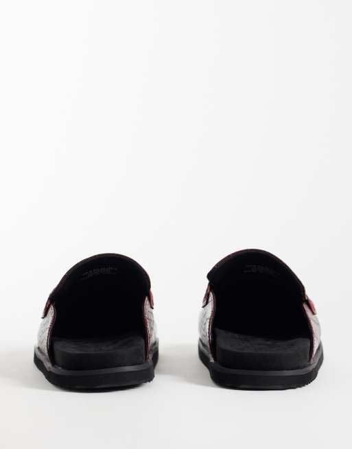 ASOS DESIGN mules mocassins penny bordeaux effet croco, 4 de 5
