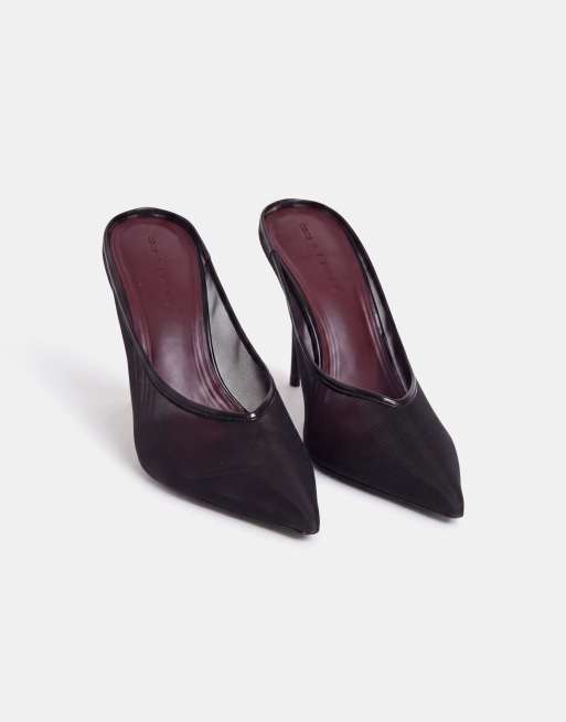 ASOS DESIGN mules Prism de malla con tacón de aguja en negro, 6 de 8