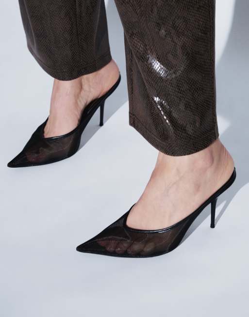 ASOS DESIGN mules Prism en tulle à talons aiguilles noires, 3 de 8