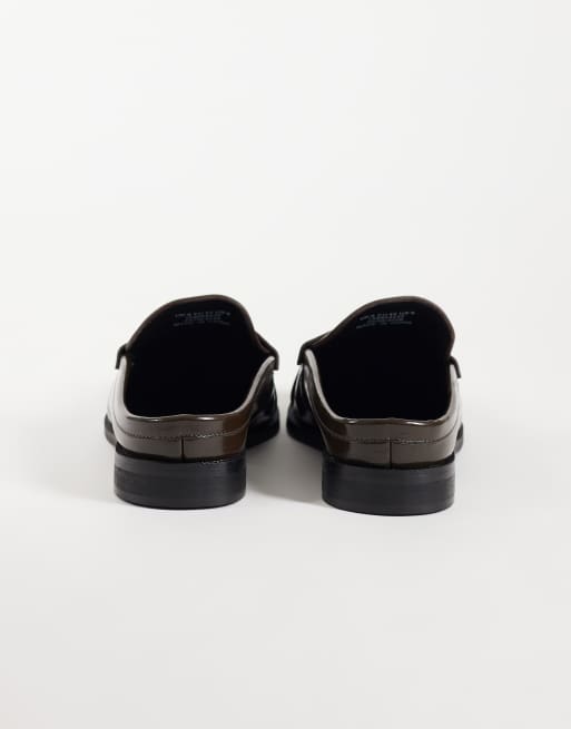 ASOS DESIGN mules tipo penny loafer con fruncido en marrón de anguila, 5 de 5