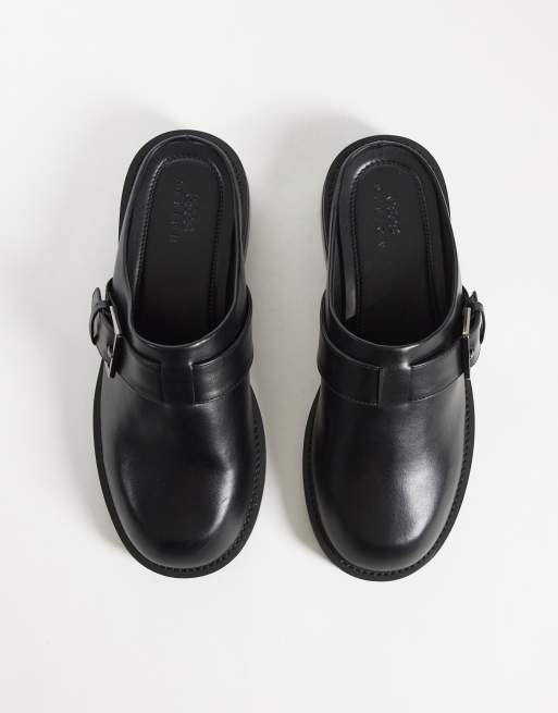 ASOS DESIGN mules with buckle detail and heel in black, 2 of 4