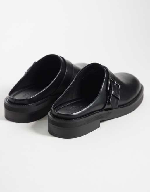 ASOS DESIGN mules with buckle detail and heel in black, 3 of 4