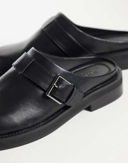 ASOS DESIGN mules with buckle detail and heel in black, 4 of 4