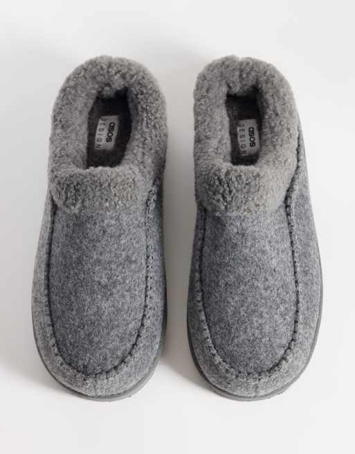ASOS DESIGN muletofflor i mörkgrå filt, 2 av 4