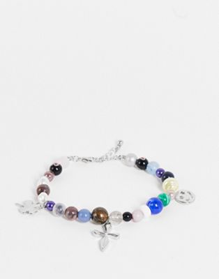 ASOS DESIGN festival multi beaded bracelet with cross pendant