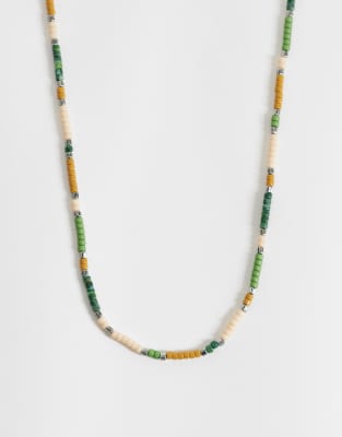 Asos Design Multi Beaded Necklace With Silver-tone Detailing