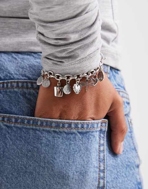 ASOS DESIGN multi charm bracelet in silver tone - view 1