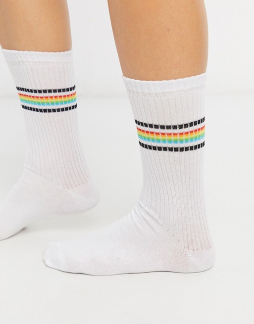 ASOS DESIGN multi coloured ribbed ankle sock