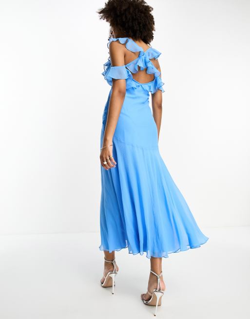 Asos blue clearance ruffle dress