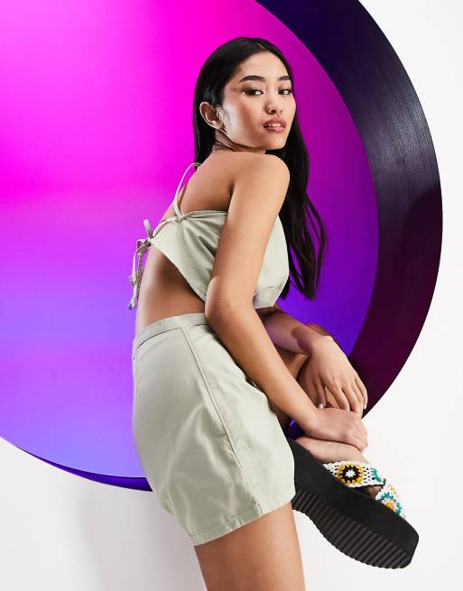 ASOS DESIGN multi functional 2-in-1 shorts and top set in sage - LGREEN