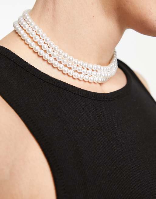 Faux pearl choker on sale necklace