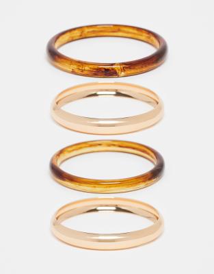 Asos Design Multi Pack Bracelets In Gold