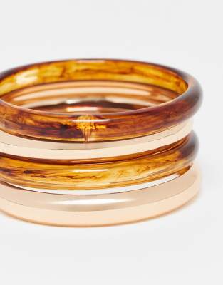 Asos Design Multi Pack Bracelets In Gold