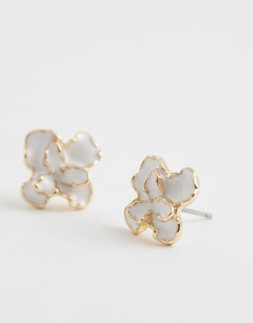 ASOS DESIGN multi-pack of earrings with faux-pearl and gold-tone mixed studs and hoops, 3 of 4