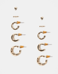 [ASOS DESIGN] ASOS DESIGN multi-pack of mixed hoop and studs earrings in gold tone No Size GOLD