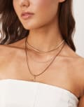 [ASOS DESIGN] ASOS DESIGN multi-pack of necklaces in cord and chain mix with gold-tone celestial charms No Size GOLD