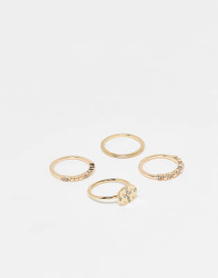 ASOS DESIGN ASOS DESIGN multi-pack of rings with mixed designs in gold tone