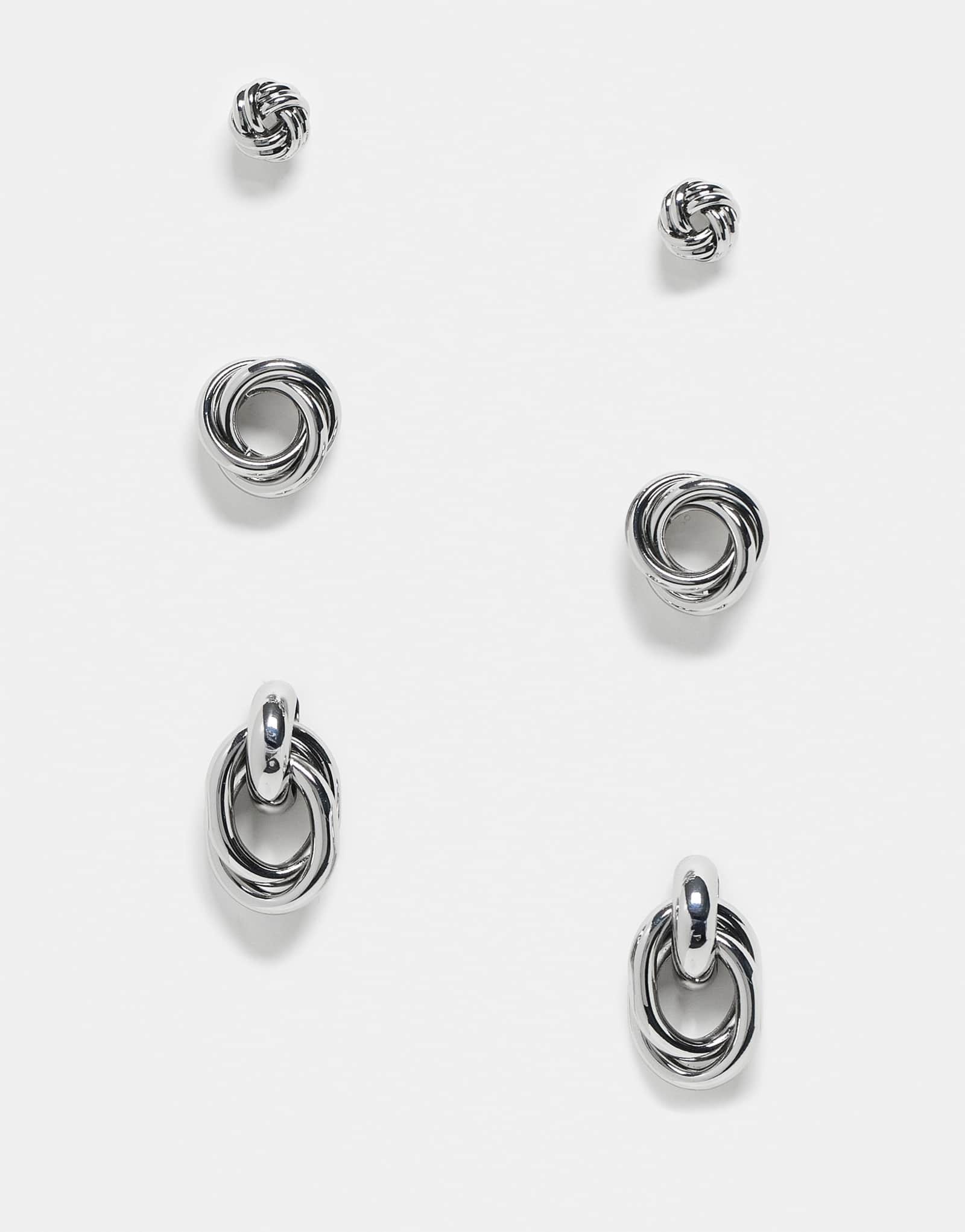 Набор из нескольких сережек-гвоздиков ASOS DESIGN с узелком серебристого оттенка