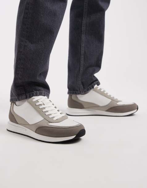 ASOS DESIGN multi-panelled grey and white lace-up sneakers - view 1