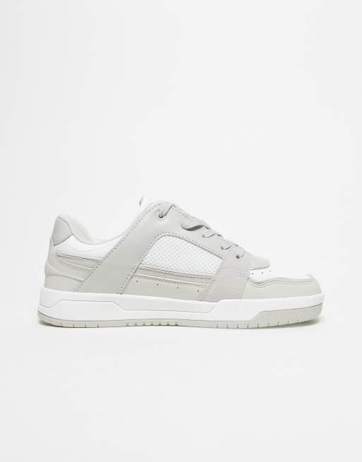 ASOS DESIGN multi panelled sneakers in white and grey, 4 of 4