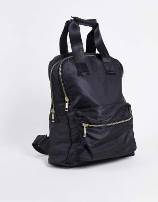 Asos Design Multi Pocket Backpack In Black Recycled Blend Nylon With