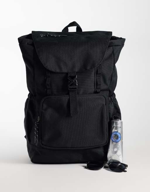 ASOS DESIGN multi-pocket backpack in black, 2 of 5