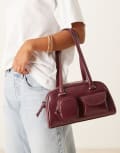 [ASOS DESIGN] ASOS DESIGN multi pocket bowler bag in burgundy-Red No Size BURGUNDY