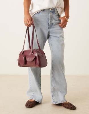 Asos Design Multi Pocket Bowler Bag In Red