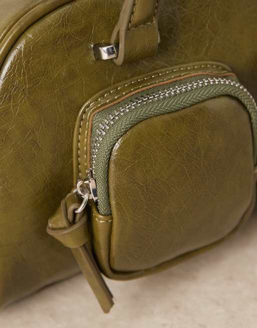 ASOS DESIGN multi pocket bowler bag in olive