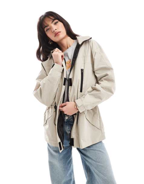 ASOS DESIGN multi pocket hiking jacket in sand