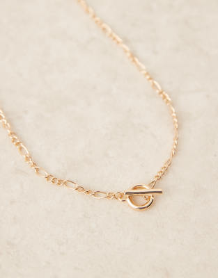 Asos Design Multi-row Chain Necklace With T-bar Detail In Gold